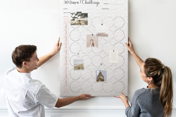 Bacheca di sughero piano di sfida di 30 giorni Circle Challenge