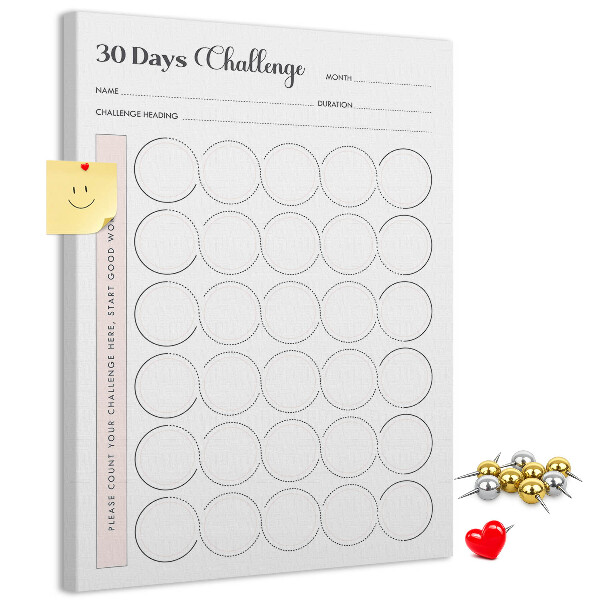 Bacheca di sughero piano di sfida di 30 giorni Circle Challenge