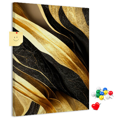 Lavagna in sughero con tessuto a trama con onde dorate e nere