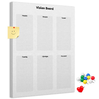 Lavagna in sughero con sezioni vuote per vision board