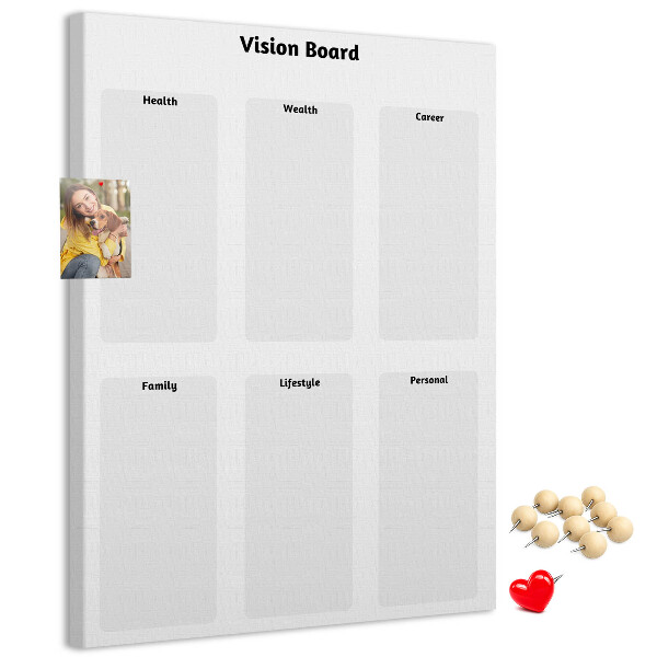Lavagna in sughero con sezioni vuote per vision board