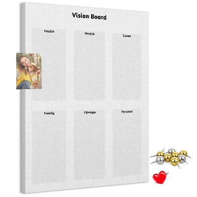 Lavagna in sughero con sezioni vuote per vision board