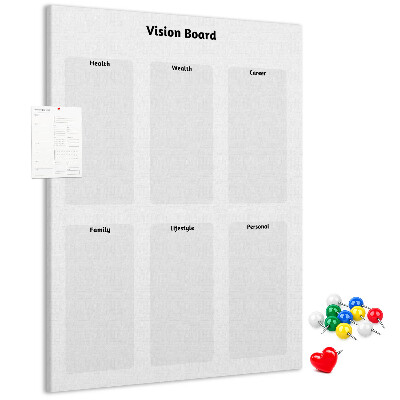 Lavagna in sughero con sezioni vuote per vision board