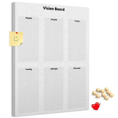 Lavagna in sughero con sezioni vuote per vision board