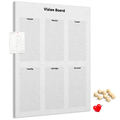 Lavagna in sughero con sezioni vuote per vision board
