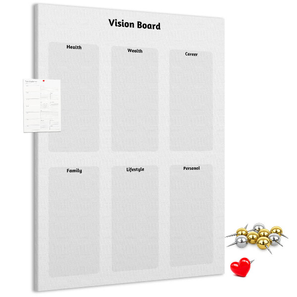 Lavagna in sughero con sezioni vuote per vision board