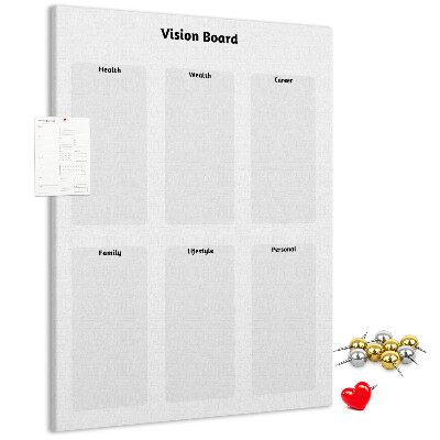 Lavagna in sughero con sezioni vuote per vision board