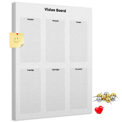 Lavagna in sughero con sezioni vuote per vision board