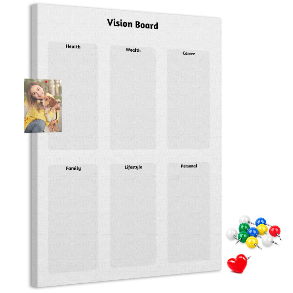 Lavagna in sughero con sezioni vuote per vision board