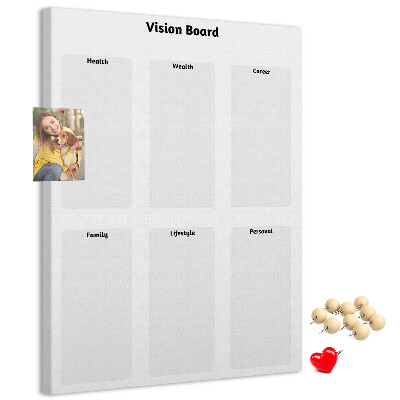Lavagna in sughero con sezioni vuote per vision board