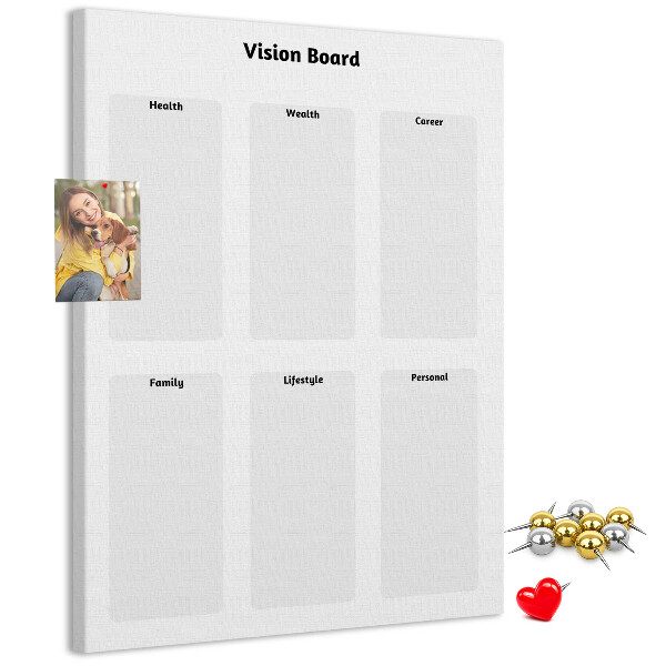 Lavagna in sughero con sezioni vuote per vision board