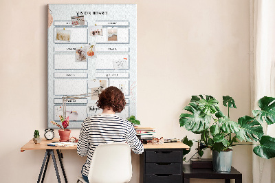 Bacheca di sughero vision board per l'organizzazione degli obiettivi