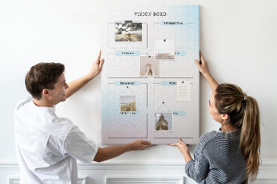 Lavagna in sughero vision board con categorie per lo sviluppo personale