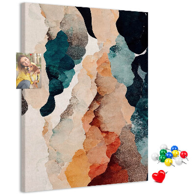 Bacheca di sughero con motivo a macchie astratte in colori tenui