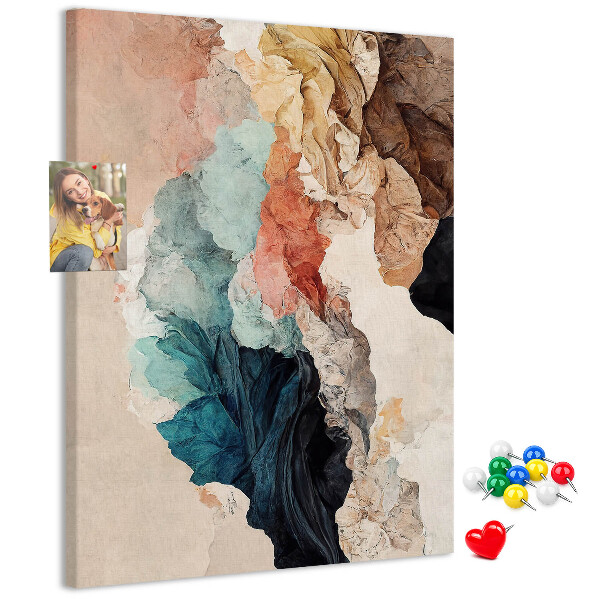Lavagna in sughero con stampa forme astratte in colori pastello