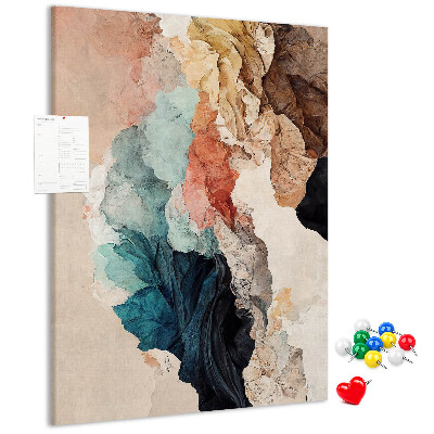 Lavagna in sughero con stampa forme astratte in colori pastello
