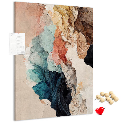 Lavagna in sughero con stampa forme astratte in colori pastello