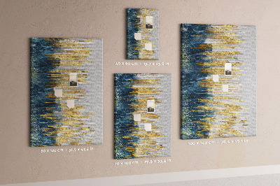 Bacheca di sughero con stampa linee dorate su sfondo mare blu