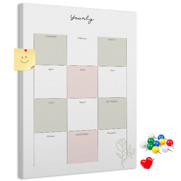 Lavagna in sughero agenda annuale dal design minimalista