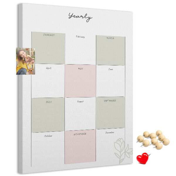 Lavagna in sughero agenda annuale dal design minimalista