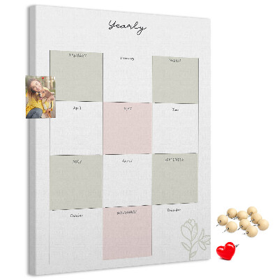 Lavagna in sughero agenda annuale dal design minimalista