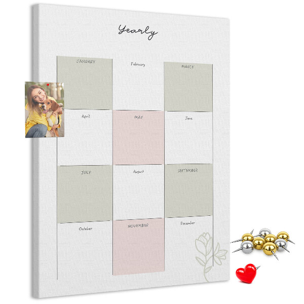 Lavagna in sughero agenda annuale dal design minimalista