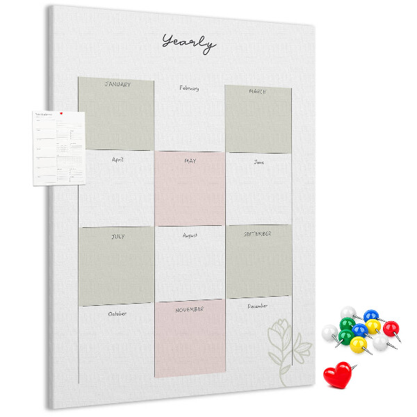 Lavagna in sughero agenda annuale dal design minimalista