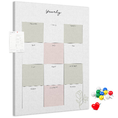Lavagna in sughero agenda annuale dal design minimalista