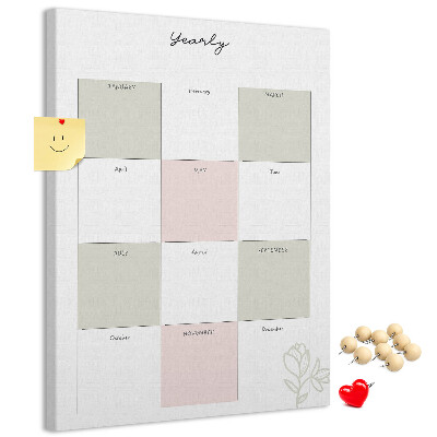 Lavagna in sughero agenda annuale dal design minimalista
