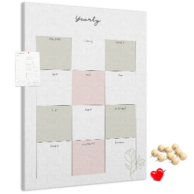 Lavagna in sughero agenda annuale dal design minimalista