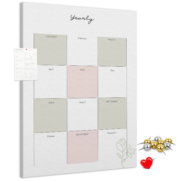 Lavagna in sughero agenda annuale dal design minimalista
