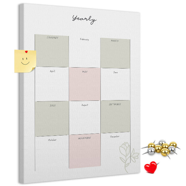 Lavagna in sughero agenda annuale dal design minimalista