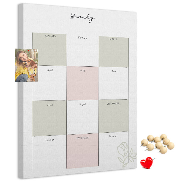 Lavagna in sughero agenda annuale dal design minimalista