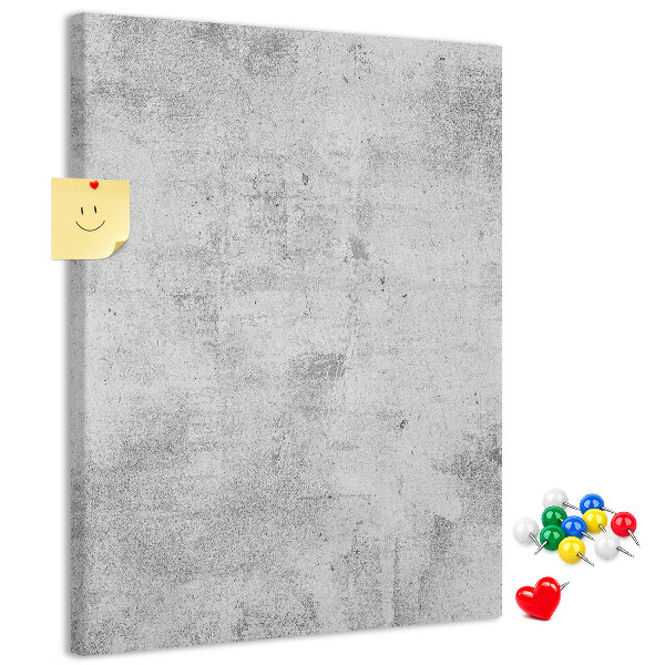 Bacheca di sughero grigia minimalista con texture effetto cemento