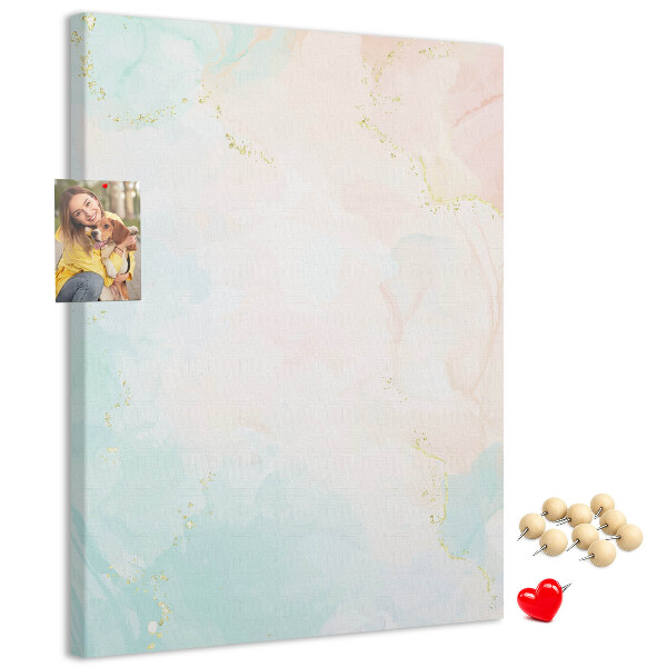 Bacheca di sughero con delicati pois color pastello e accenti dorati