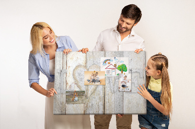 Bacheca in sughero targa in legno con scritta amore