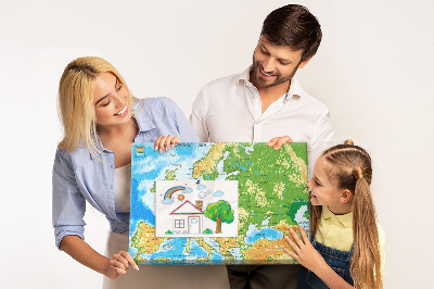 Lavagna di sughero mappa dell'Europa con indicazioni geografiche