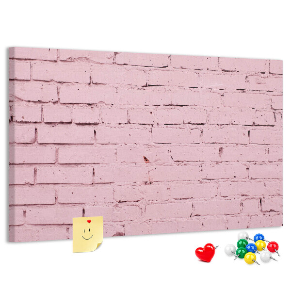 Bacheca in sughero con texture effetto muro di mattoni rosa