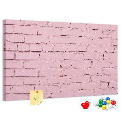 Bacheca in sughero con texture effetto muro di mattoni rosa