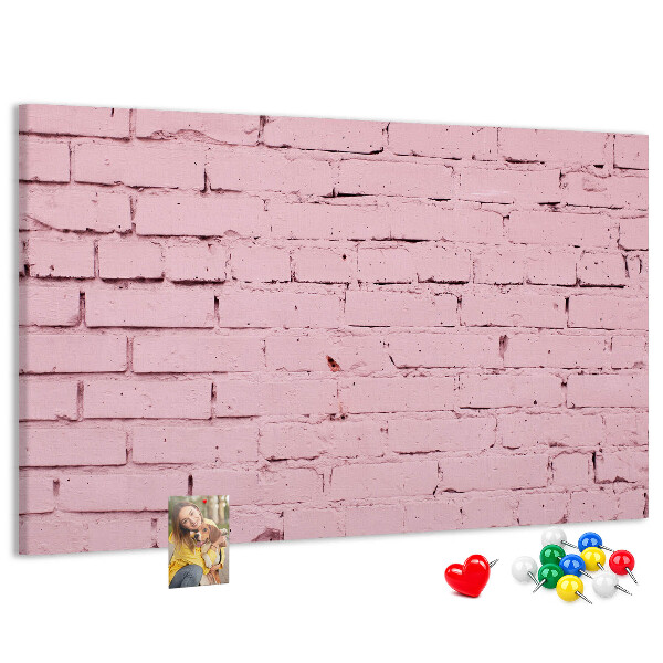Bacheca in sughero con texture effetto muro di mattoni rosa