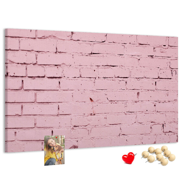 Bacheca in sughero con texture effetto muro di mattoni rosa