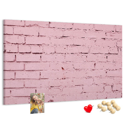 Bacheca in sughero con texture effetto muro di mattoni rosa