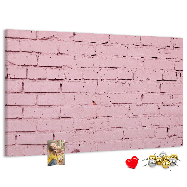 Bacheca in sughero con texture effetto muro di mattoni rosa