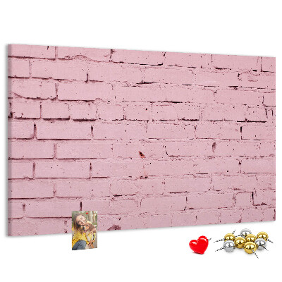 Bacheca in sughero con texture effetto muro di mattoni rosa