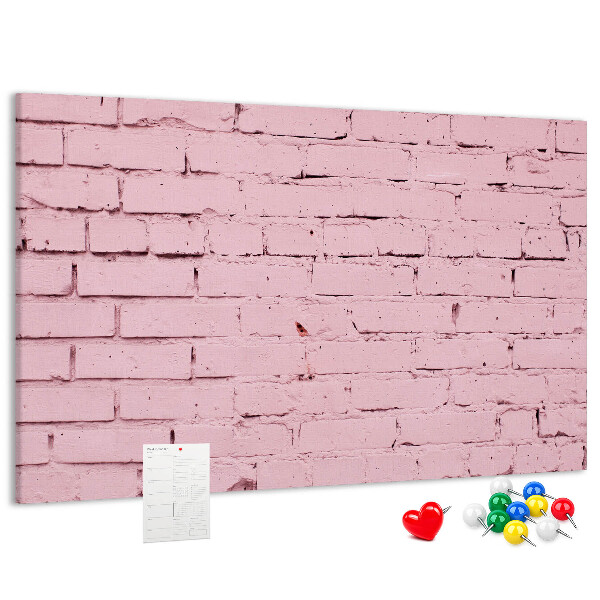 Bacheca in sughero con texture effetto muro di mattoni rosa