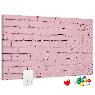 Bacheca in sughero con texture effetto muro di mattoni rosa