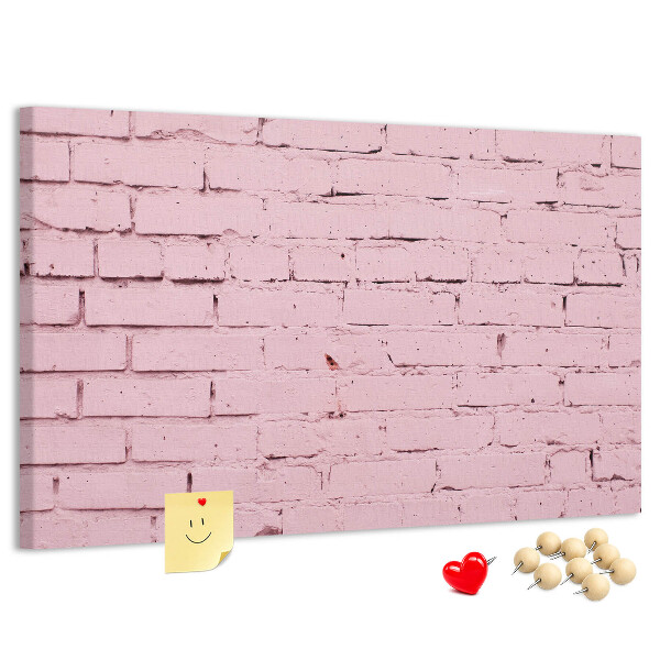 Bacheca in sughero con texture effetto muro di mattoni rosa