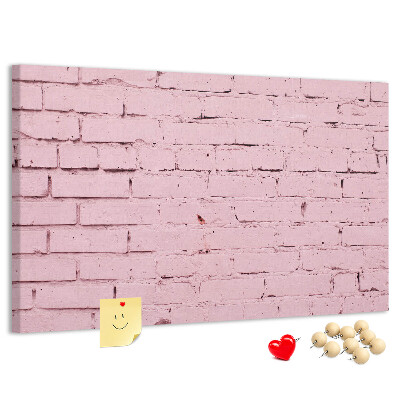 Bacheca in sughero con texture effetto muro di mattoni rosa