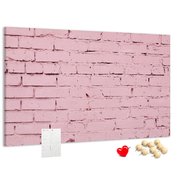 Bacheca in sughero con texture effetto muro di mattoni rosa