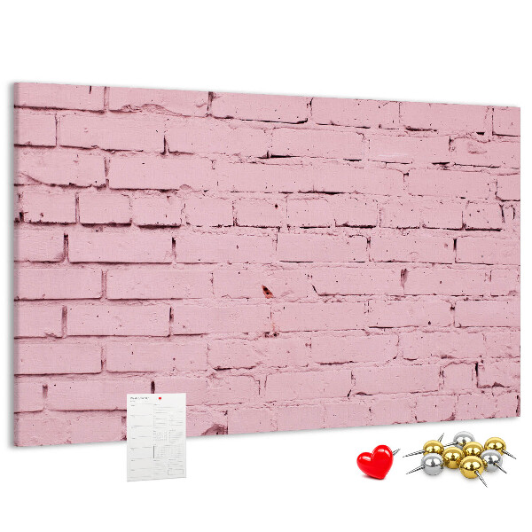 Bacheca in sughero con texture effetto muro di mattoni rosa